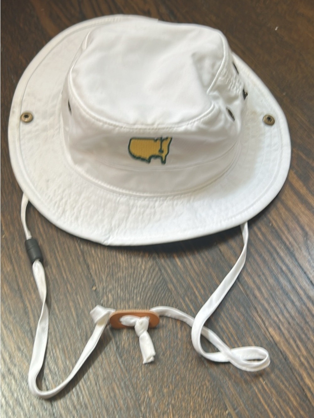 Masters White Kids Bucket Sun Hat with Yellow Green Logo